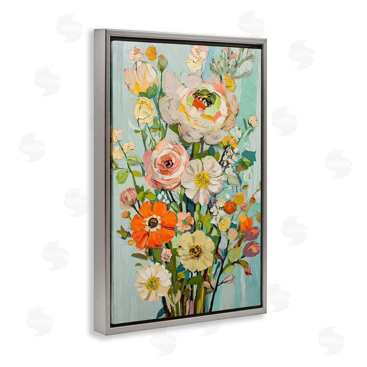 Flowers On A Whim Grey Floating Frame Canvas Wall Art, Home Decor by Franklyn Gregory