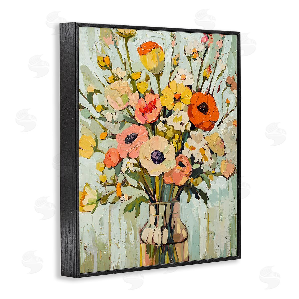 Painterly Bouquet Arrangement Black Frame Print Wall Art, Home Decor by Franklyn Gregory