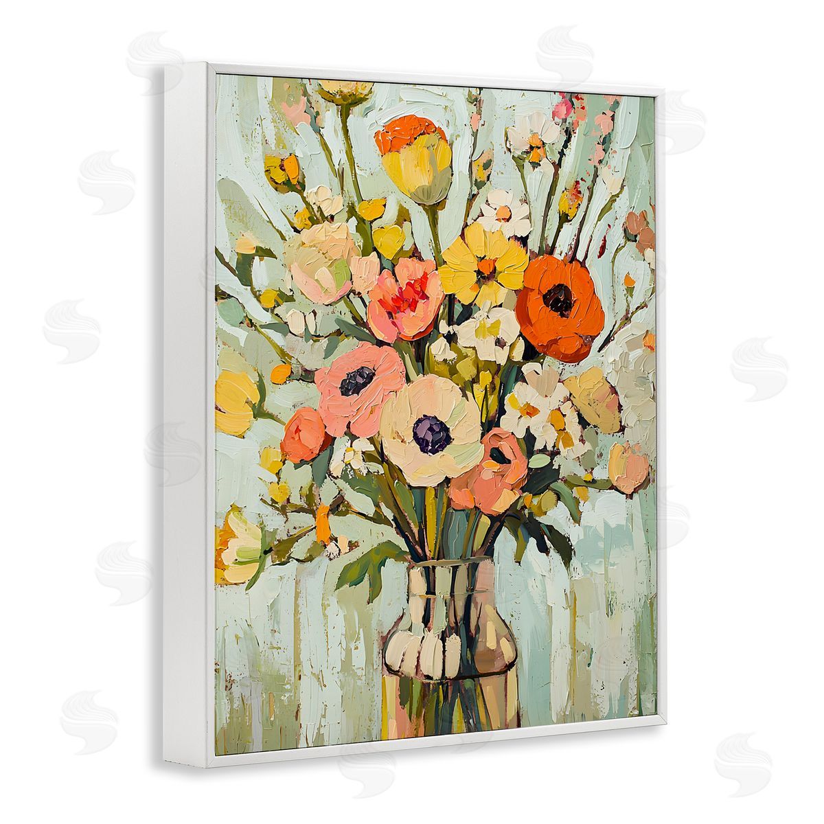 Painterly Bouquet Arrangement White Frame Print Wall Art, Home Decor by Franklyn Gregory