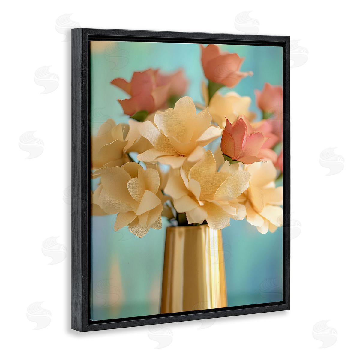 Modern Day Floral Bouquet Black Floating Frame Canvas Wall Art, Home Decor by Franklyn Gregory
