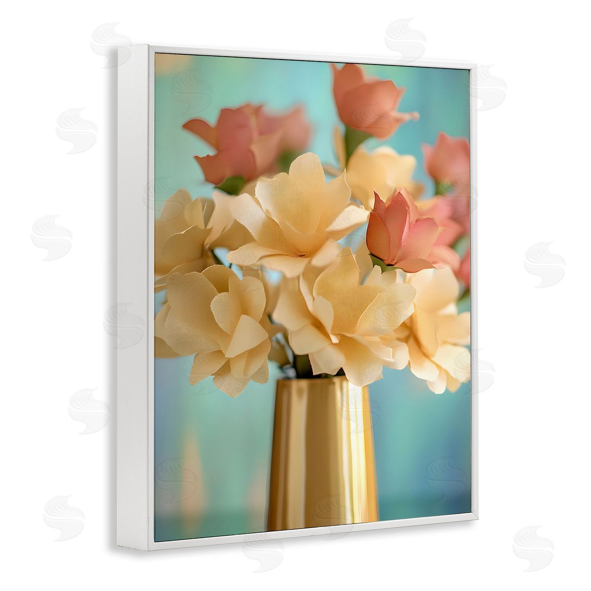 Modern Day Floral Bouquet White Frame Print Wall Art, Home Decor by Franklyn Gregory