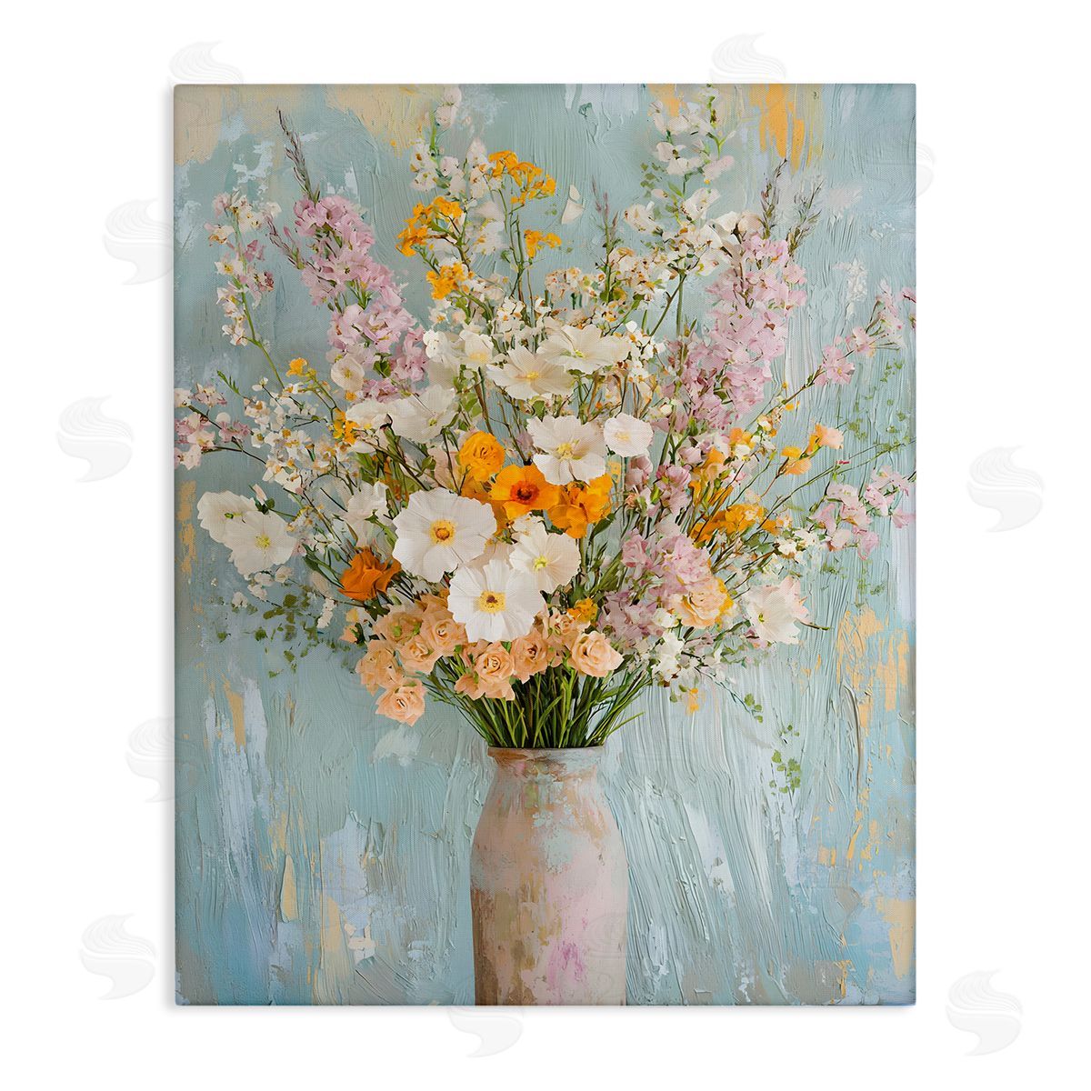Orange & White Flower Arrangement Canvas Wall Art, Home Decor by Franklyn Gregory