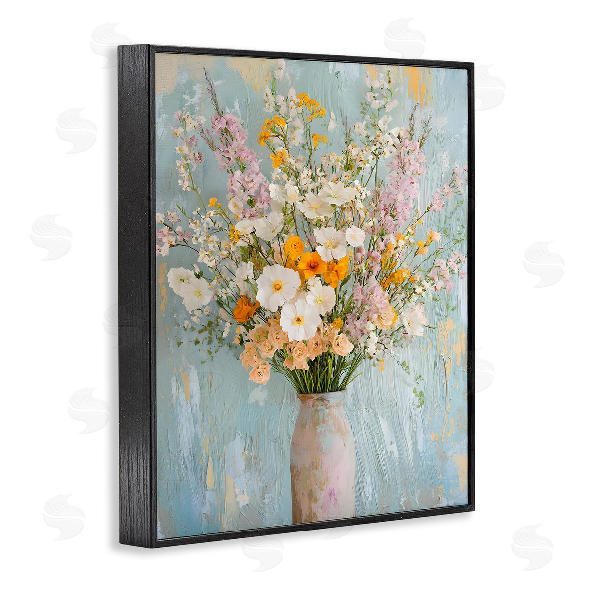 Orange & White Flower Arrangement Black Frame Print Wall Art, Home Decor by Franklyn Gregory