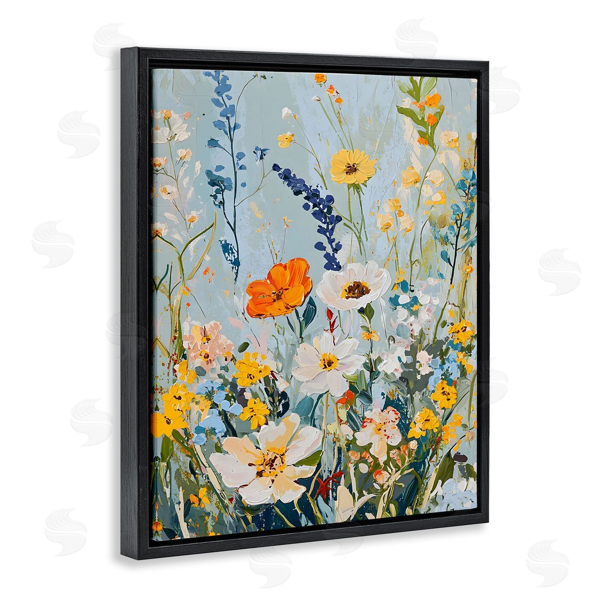 Warm Toned Flowers Black Floating Frame Canvas Wall Art, Home Decor by Franklyn Gregory