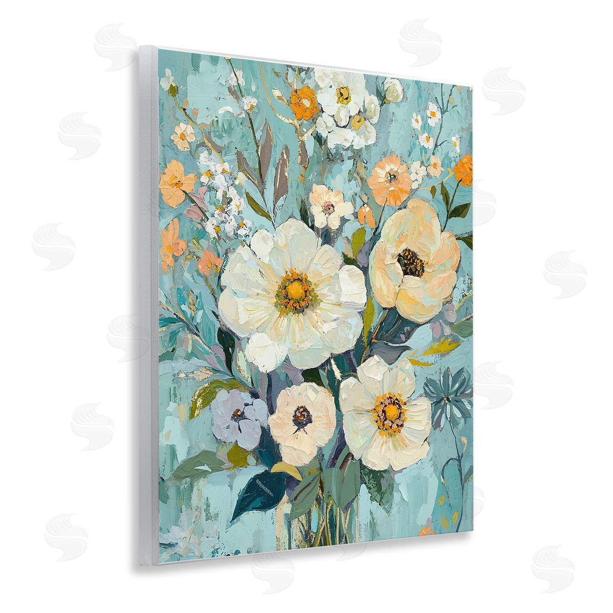 Mixed Cream Flowers Arrangement Wood Plaque Wall Art, Home Decor by Franklyn Gregory