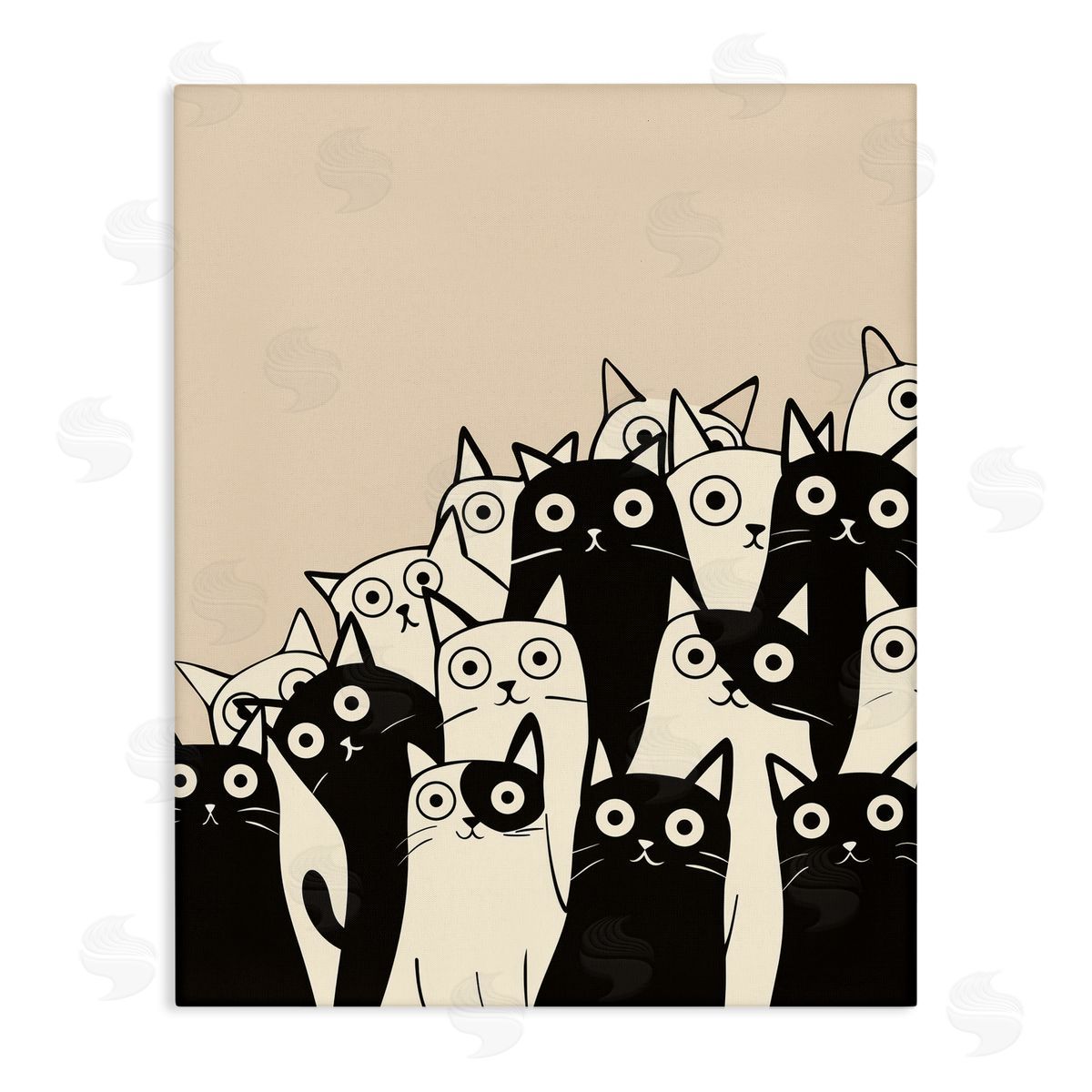 Fun Modern Black & White Cats Canvas Wall Art, Home Decor by Arlington Prints