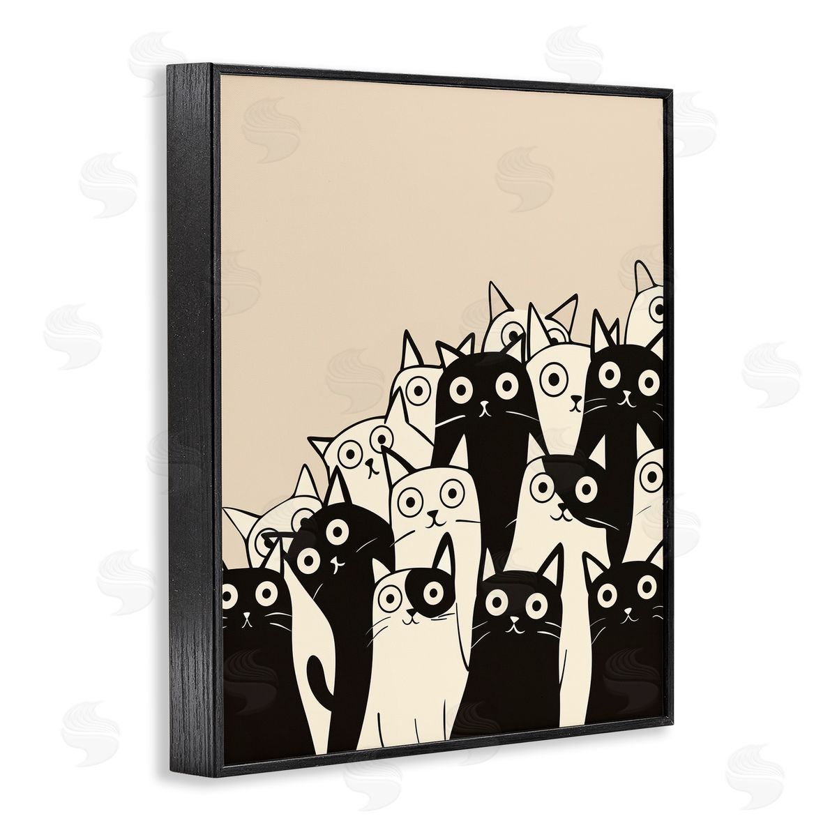 Fun Modern Black & White Cats Black Frame Print Wall Art, Home Decor by Arlington Prints
