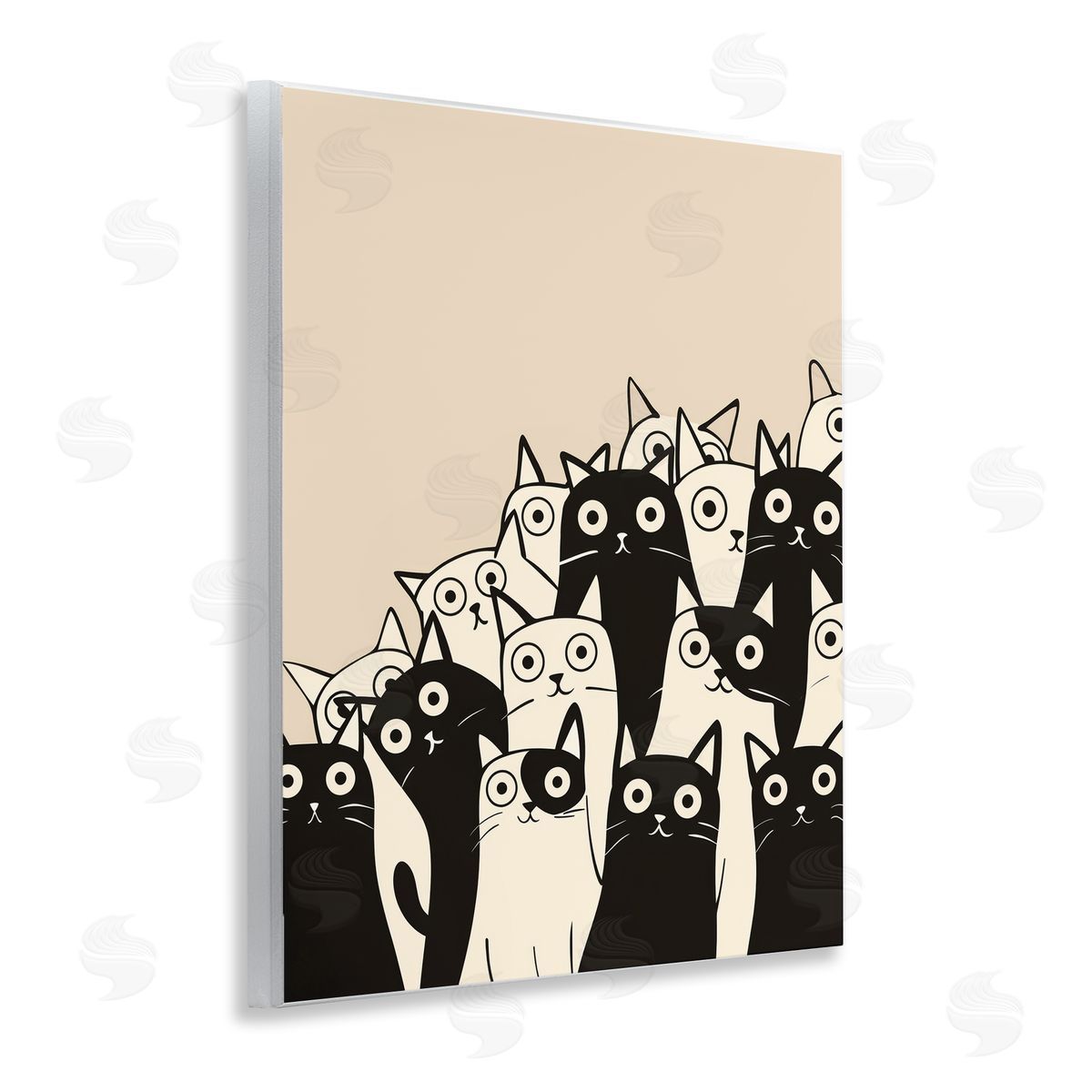 Fun Modern Black & White Cats Wood Plaque Wall Art, Home Decor by Arlington Prints