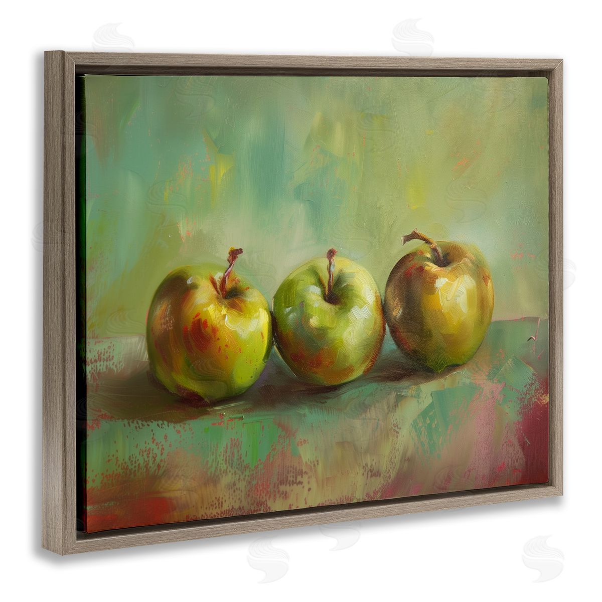 Traditional Apple Trio Still Life Brown Floating Frame Canvas Wall Art, Home Decor by Arlington Prints