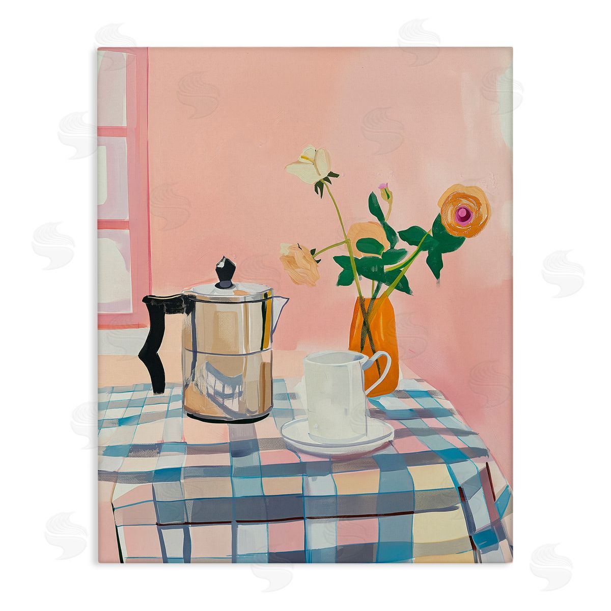 Pink Retro Kitchen Table Canvas Wall Art, Home Decor by Arlington Prints