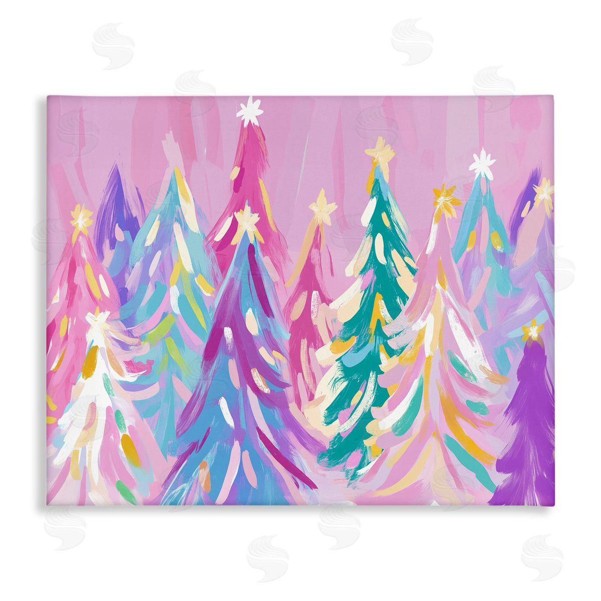 Pastel Christmas Trees Abstraction Canvas Wall Art, Home Decor by Arlington Prints