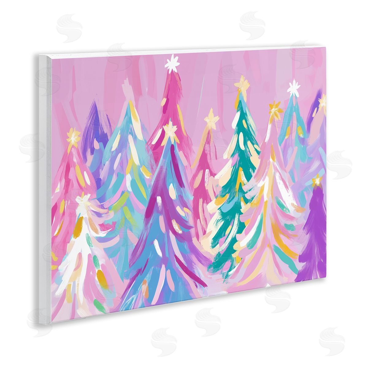 Pastel Christmas Trees Abstraction Wood Plaque Wall Art, Home Decor by Arlington Prints