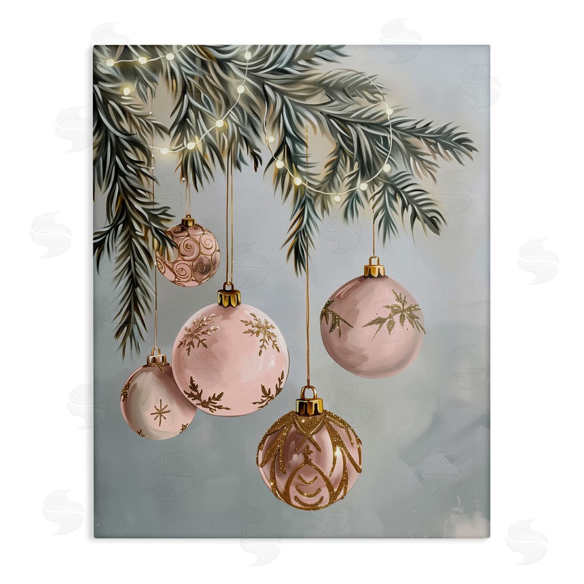 Pink Hanging Christmas Ornaments Canvas Wall Art, Home Decor by Arlington Prints