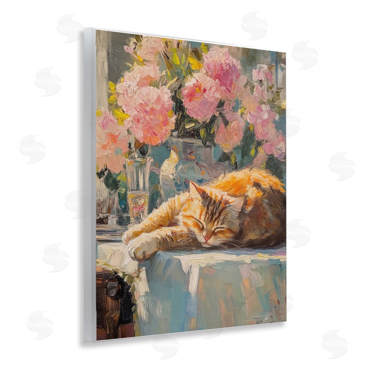 Orange Cat Resting Wood Plaque Wall Art, Home Decor by Nini Art