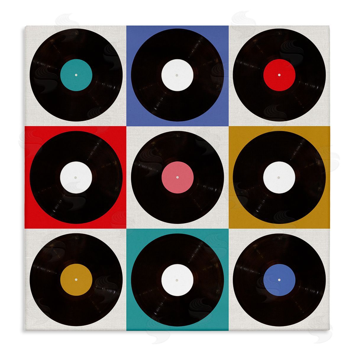 Geometric Music Records Canvas Wall Art, Home Decor by Katrina Craven