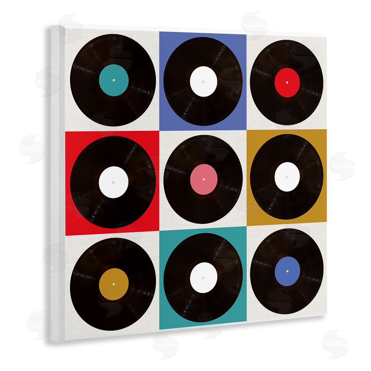 Geometric Music Records Wood Plaque Wall Art, Home Decor by Katrina Craven