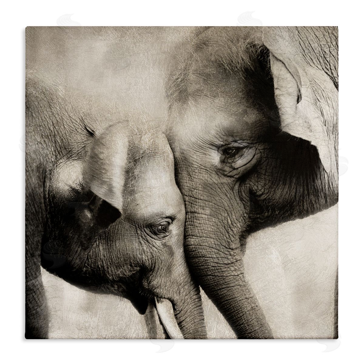 Elephant & Baby Hug Canvas Wall Art, Home Decor by CAD Designs