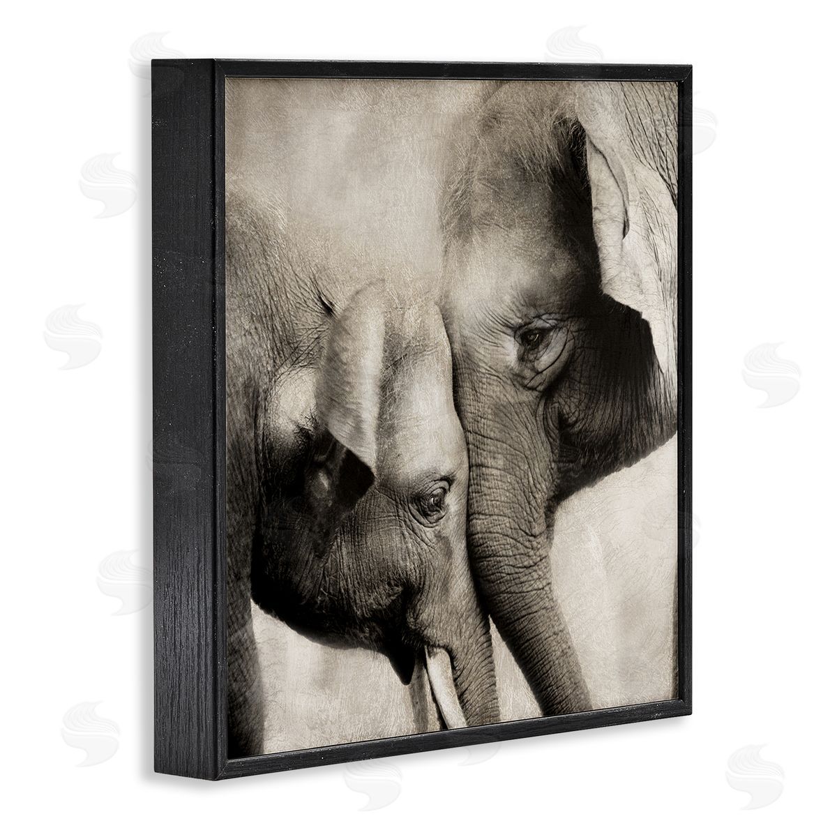 Elephant & Baby Hug Black Frame Print Wall Art, Home Decor by CAD Designs