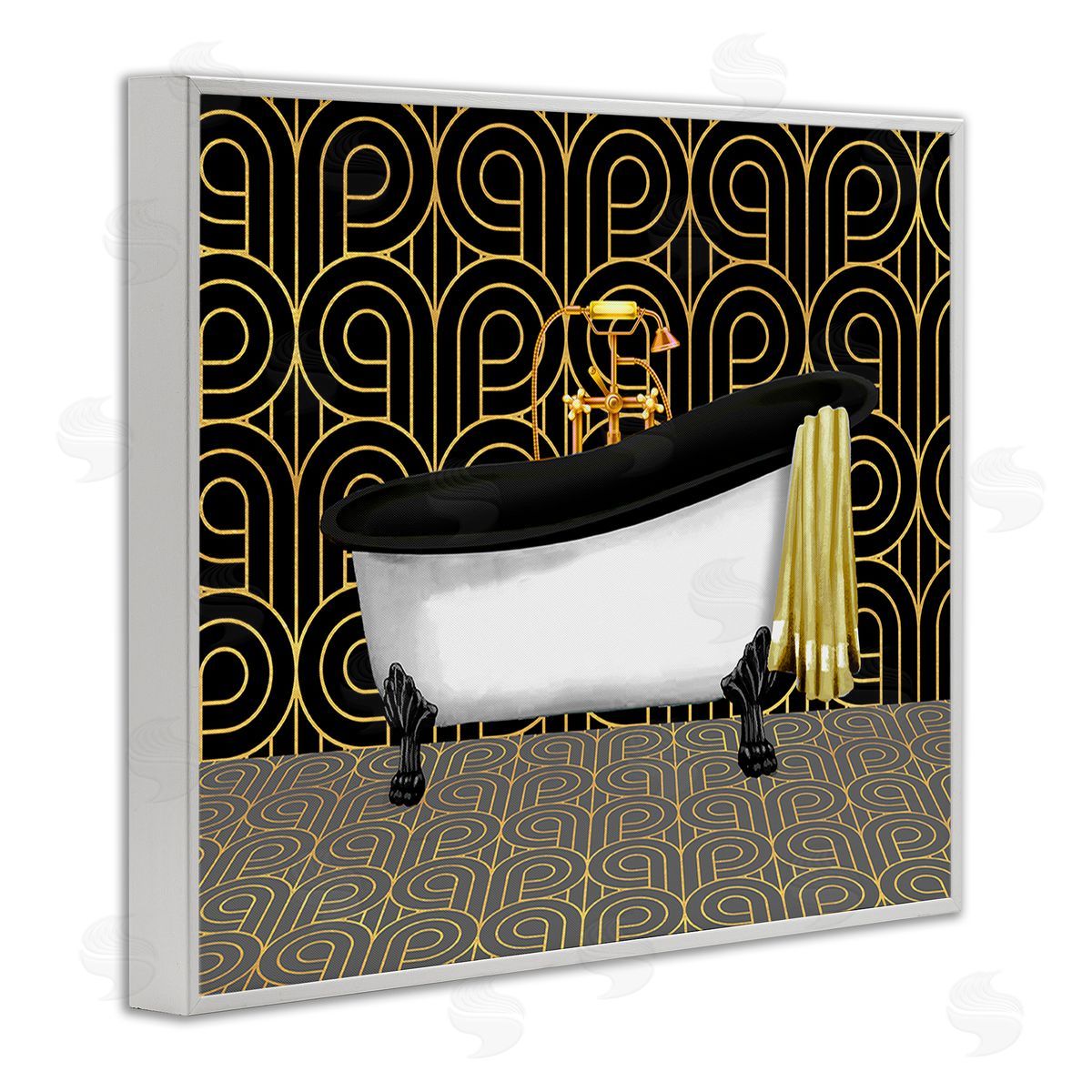 Bathroom in Deco Style White Frame Print Wall Art, Home Decor by Conrad Knutsen