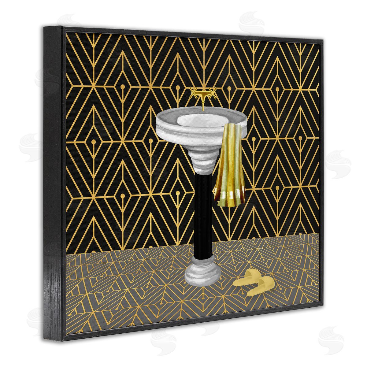 Deco Style Glam Bathroom Black Frame Print Wall Art, Home Decor by Conrad Knutsen