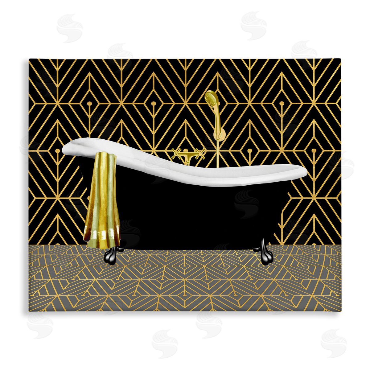 Deco Patterned Bathtub Canvas Wall Art, Home Decor by Conrad Knutsen