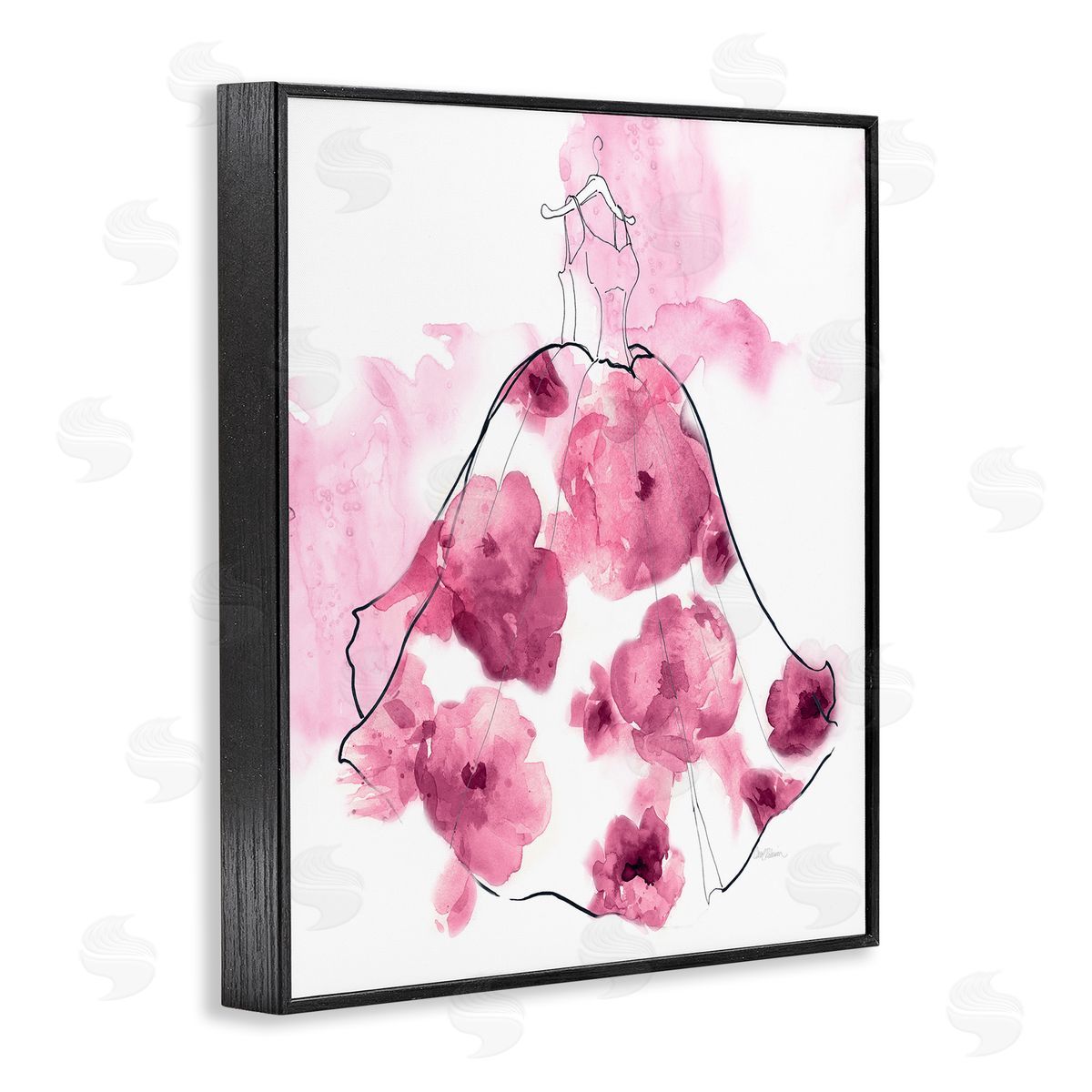 Alluring Flower Dress Abstraction Black Frame Print Wall Art, Home Decor by Carol Robinson