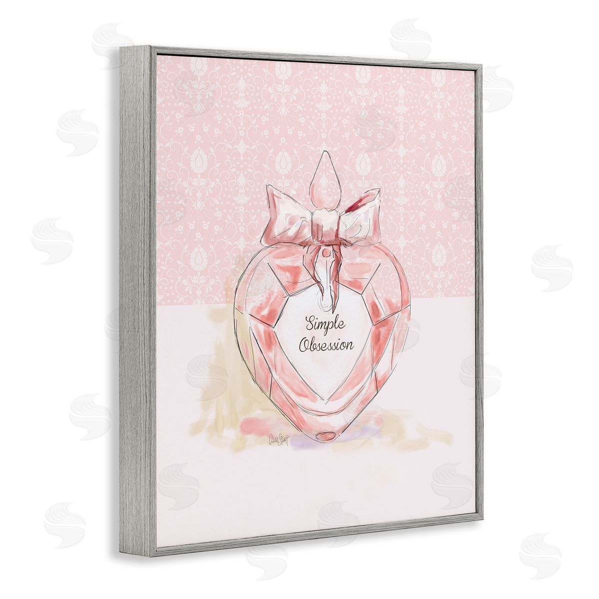 Simple Obsession Pastel Perfume Grey Frame Print Wall Art, Home Decor by Carol Robinson