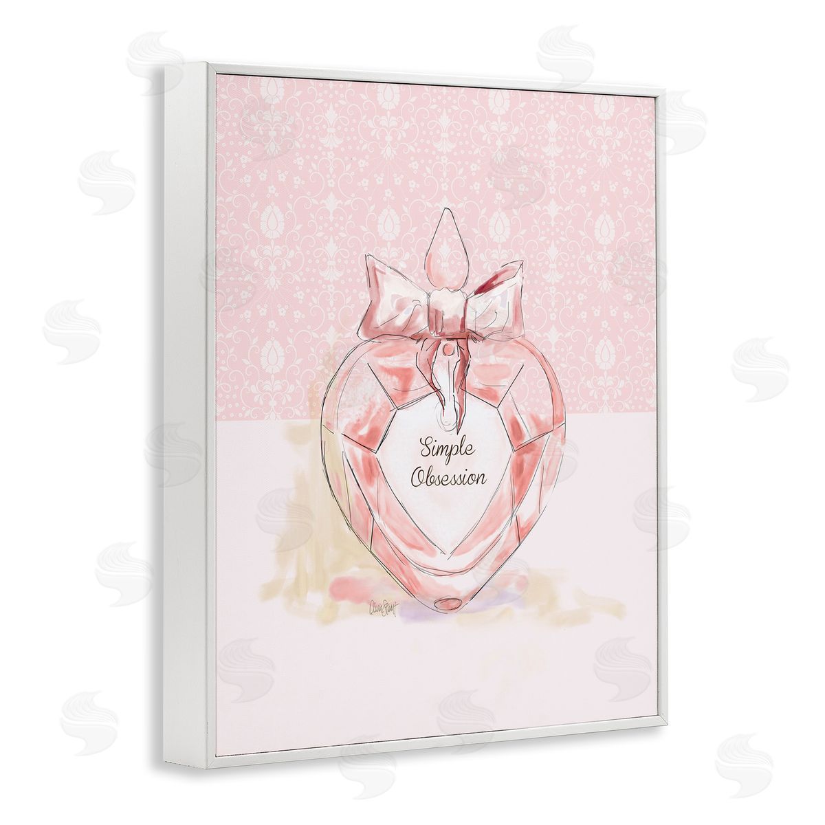 Simple Obsession Pastel Perfume White Frame Print Wall Art, Home Decor by Carol Robinson