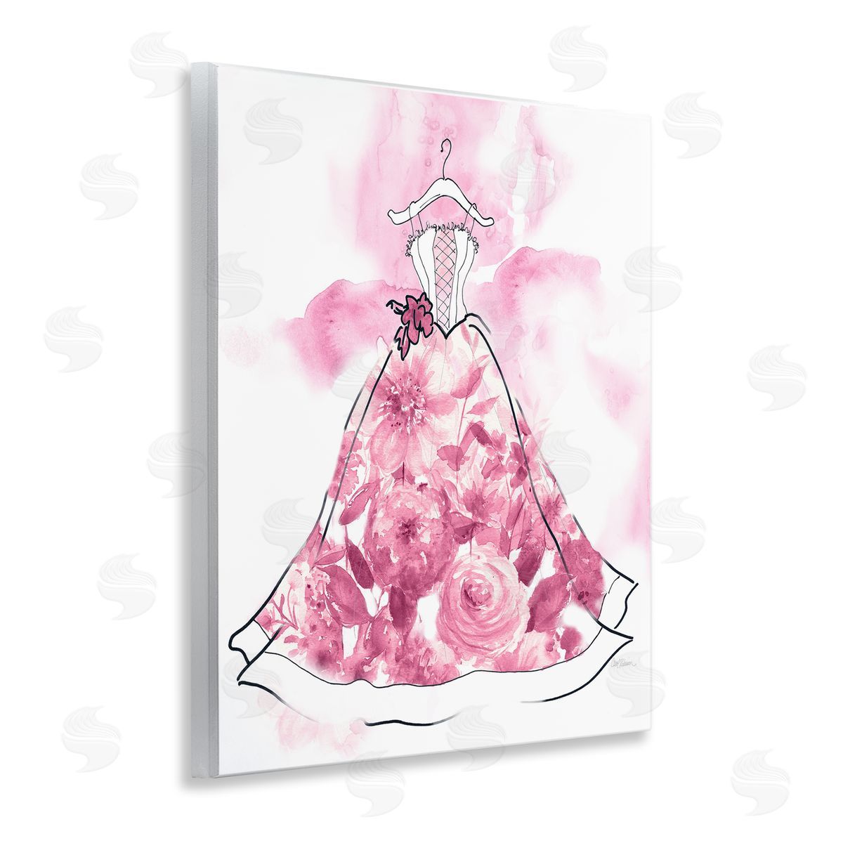Modern Watercolor Flower Dress Wood Plaque Wall Art, Home Decor by Carol Robinson