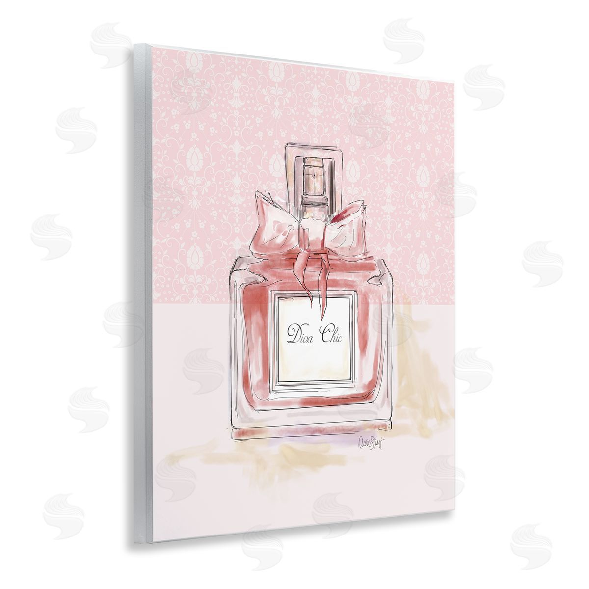 Diva Chic Pink Perfume Wood Plaque Wall Art, Home Decor by Carol Robinson