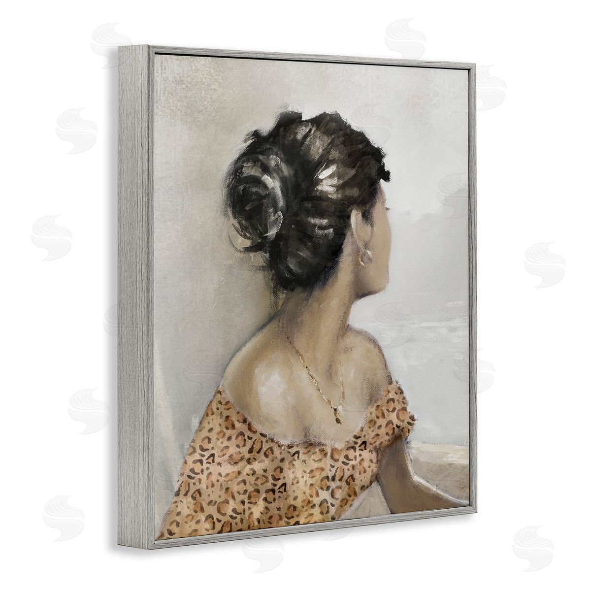 Woman Looking Away Portrait Grey Frame Print Wall Art, Home Decor by E. Anthony Orme