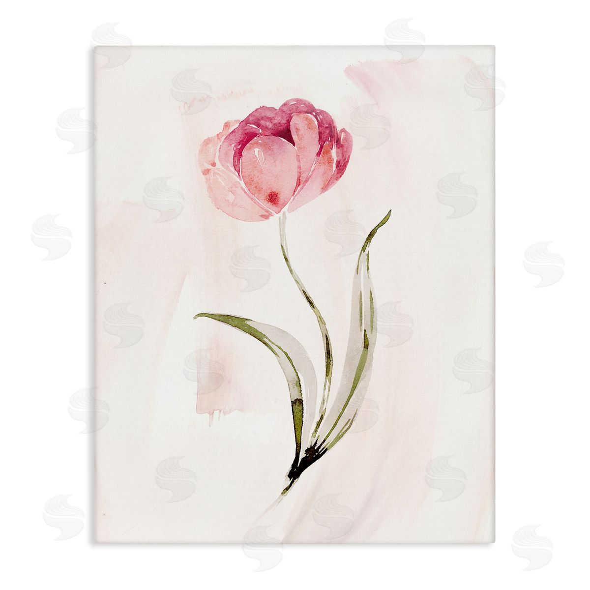 Pink Blossom with Leaves Canvas Wall Art, Home Decor by Kristen Brockmon
