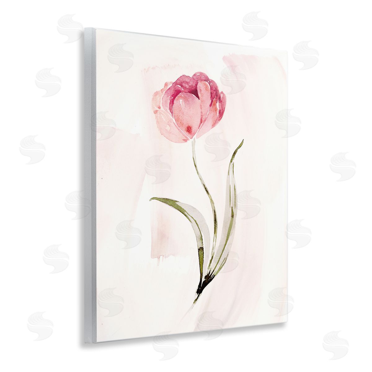 Pink Blossom with Leaves Wood Plaque Wall Art, Home Decor by Kristen Brockmon