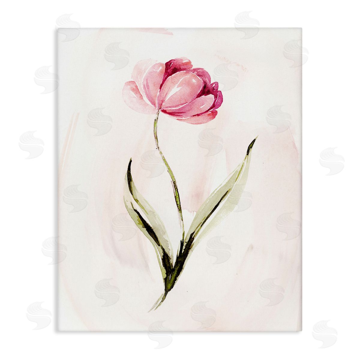 Modern Pink Blossom Sprig Canvas Wall Art, Home Decor by Kristen Brockmon