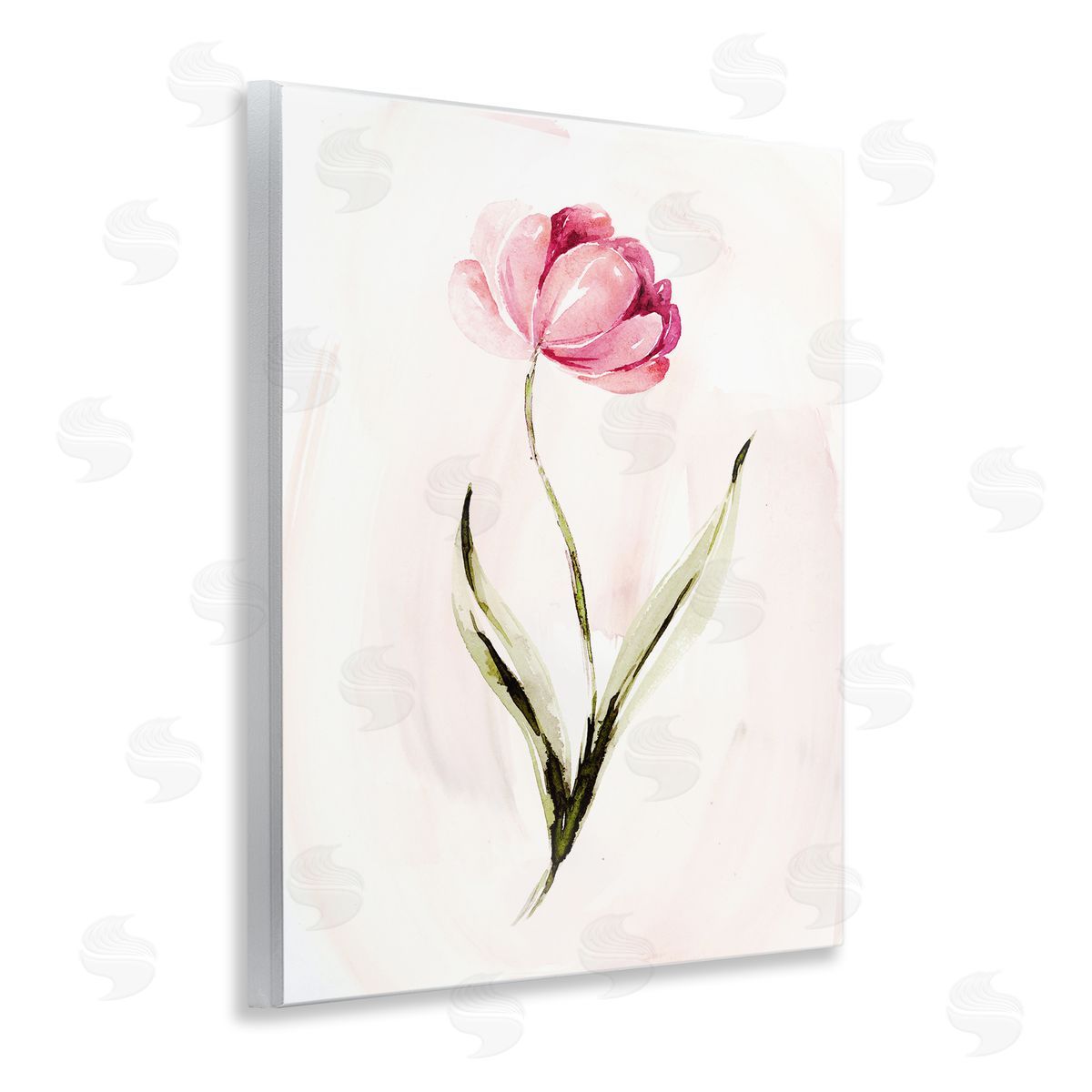 Modern Pink Blossom Sprig Wood Plaque Wall Art, Home Decor by Kristen Brockmon
