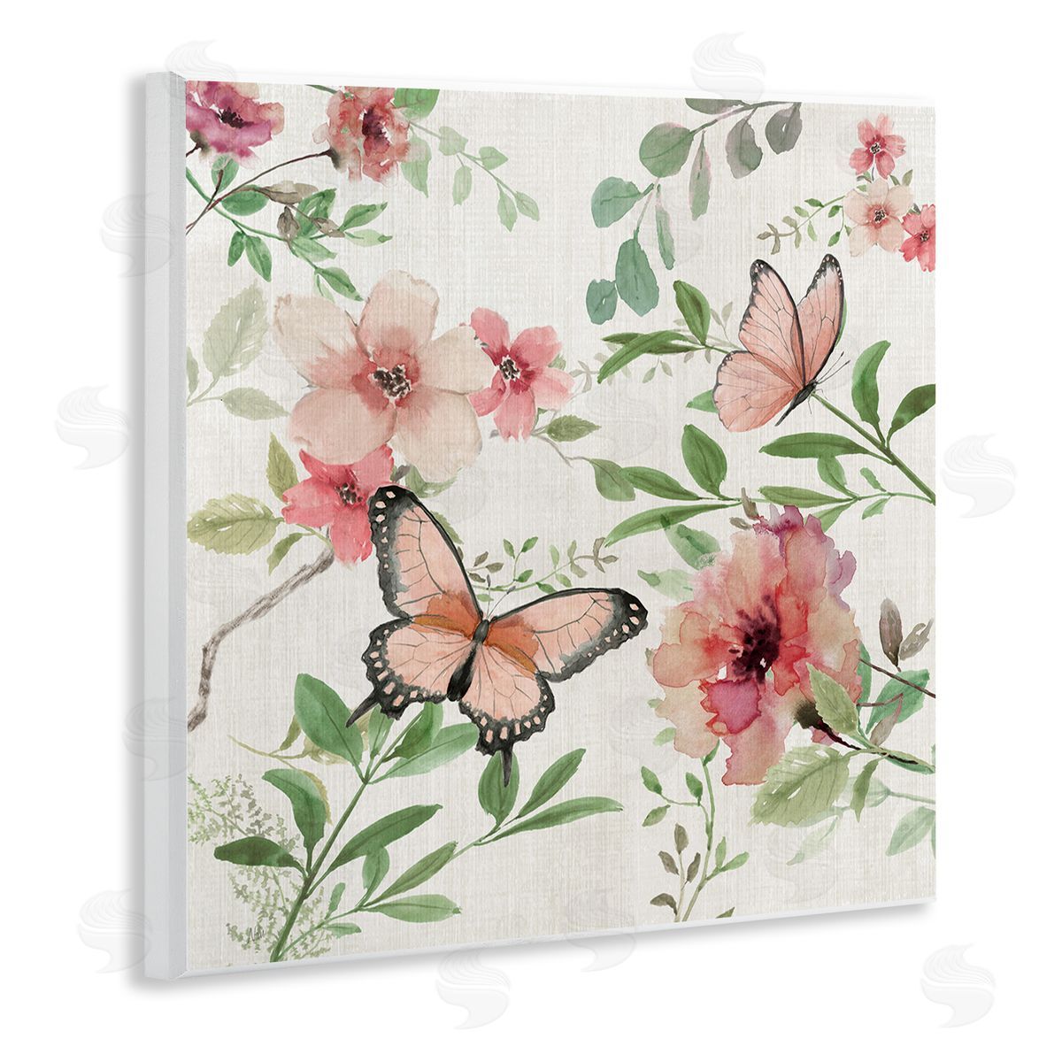 Country Cottage Florals in Pink Wood Plaque Wall Art, Home Decor by Nan
