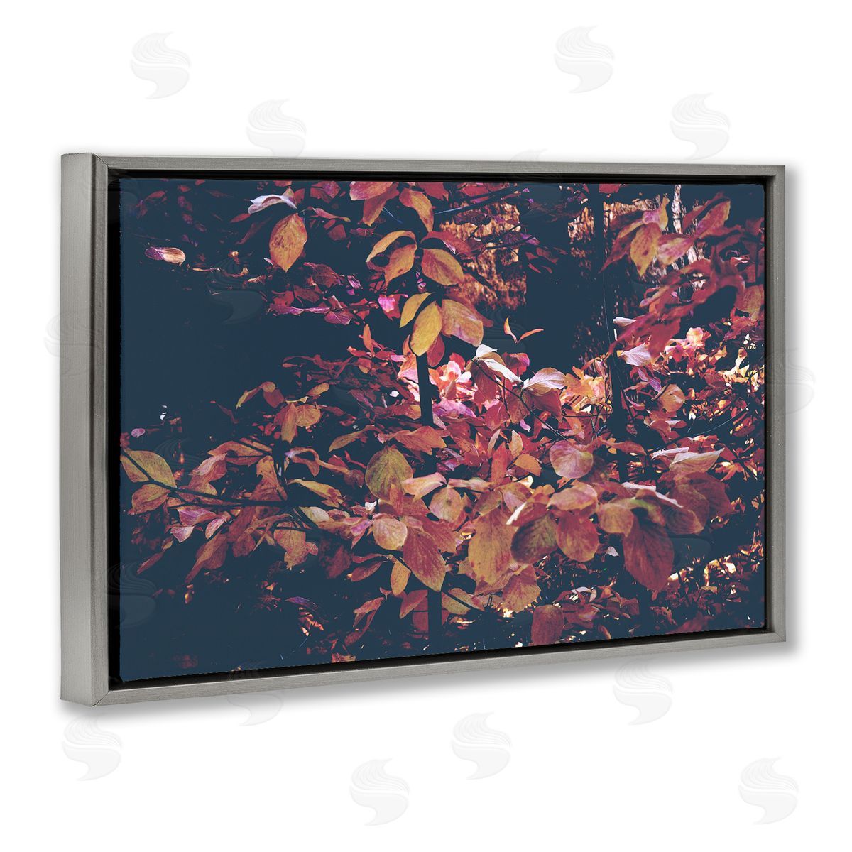 Dusky Forest Leaves Grey Floating Frame Canvas Wall Art, Home Decor by Gemma Bardot
