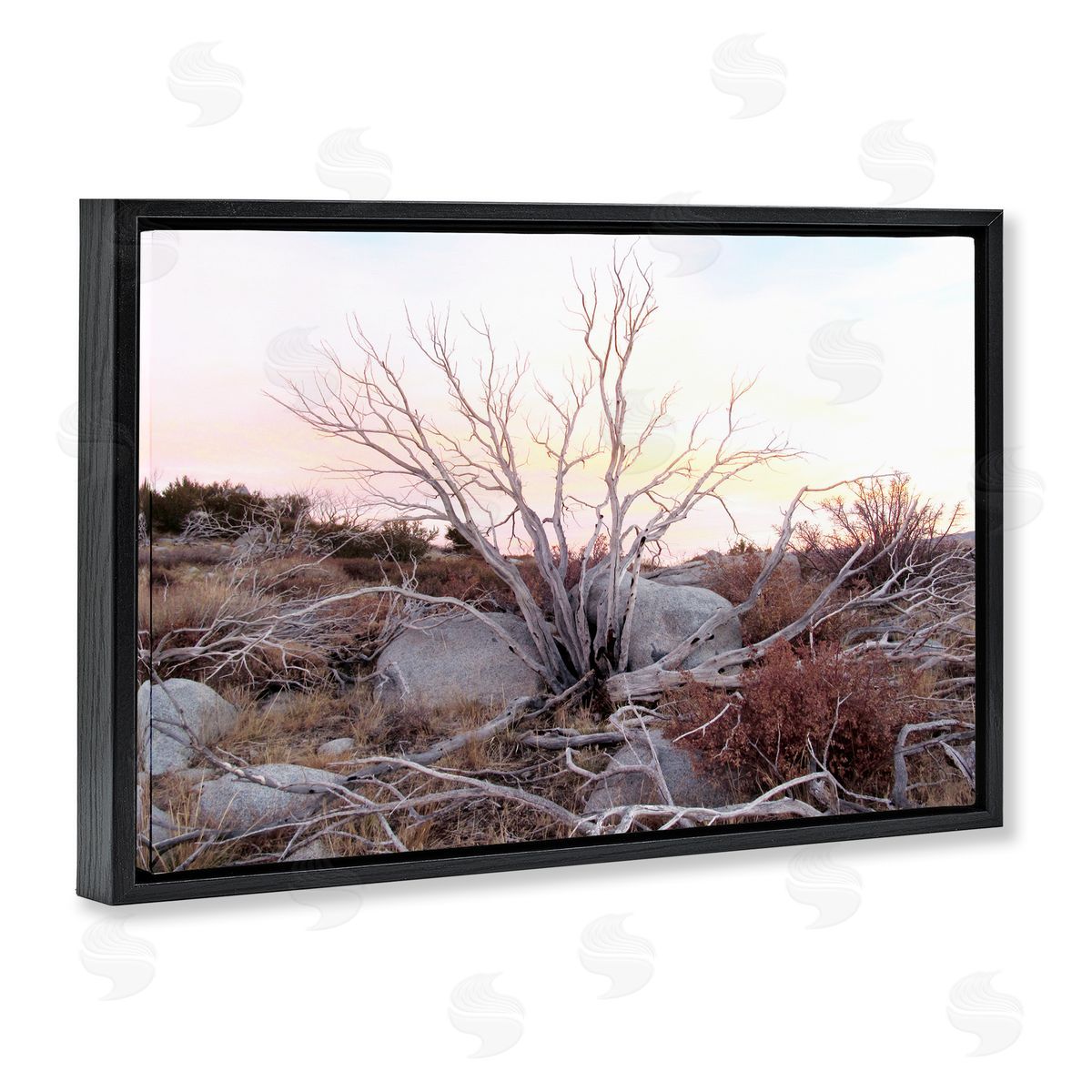 Rocky Foothills Terrain Black Floating Frame Canvas Wall Art, Home Decor by Gemma Bardot