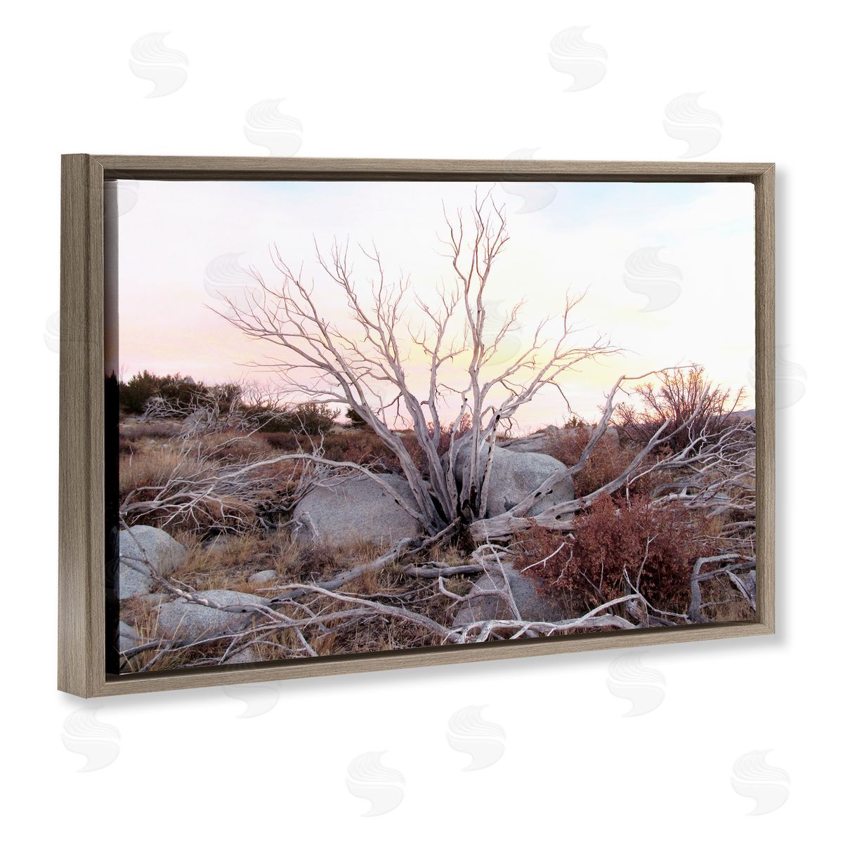 Rocky Foothills Terrain Brown Floating Frame Canvas Wall Art, Home Decor by Gemma Bardot