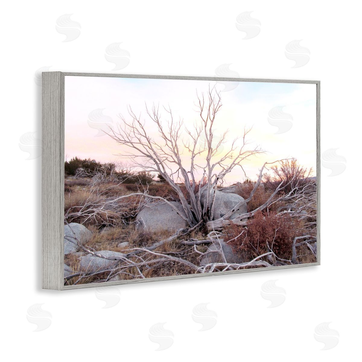 Rocky Foothills Terrain Grey Frame Print Wall Art, Home Decor by Gemma Bardot