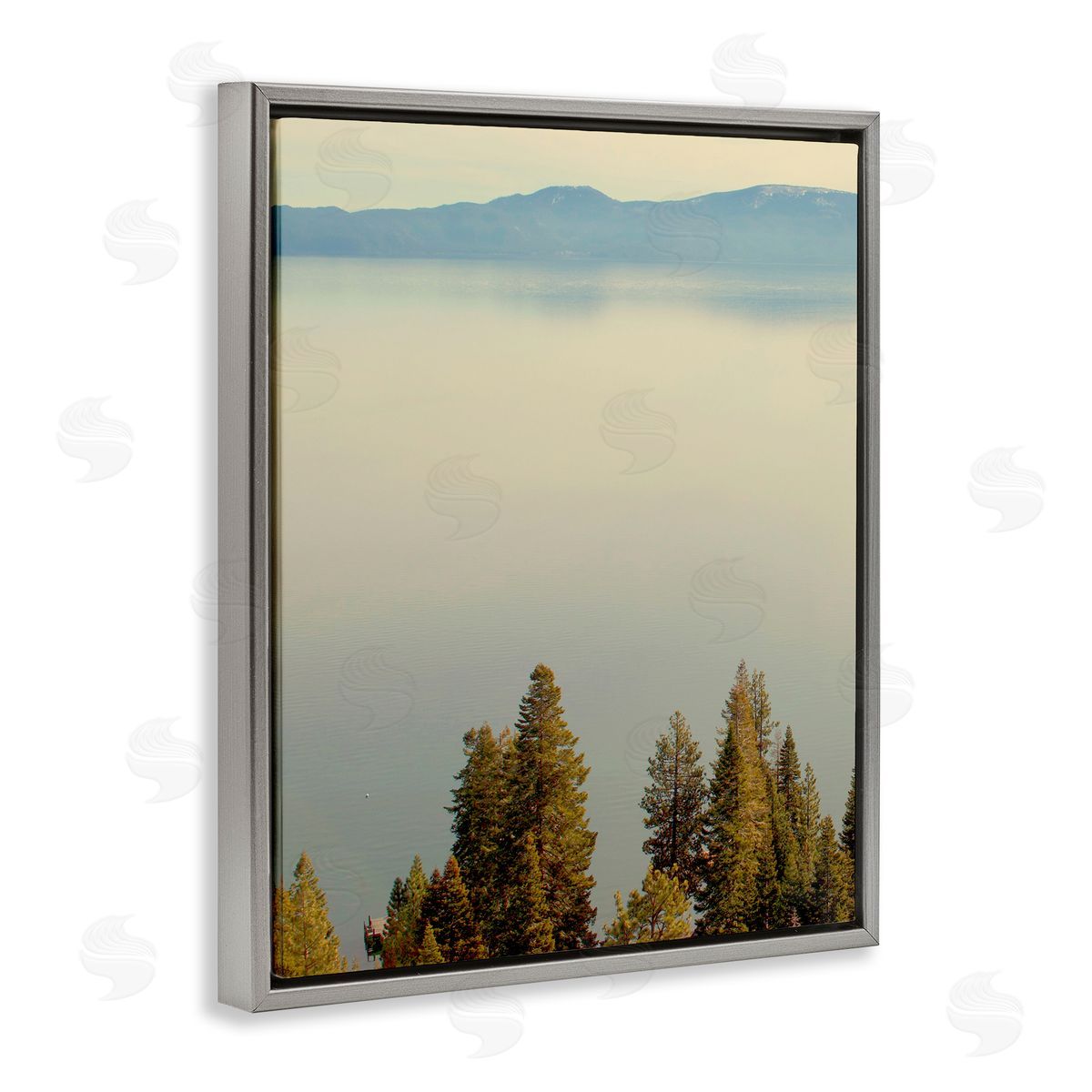 Pure Bliss Lake View Grey Floating Frame Canvas Wall Art, Home Decor by Gemma Bardot