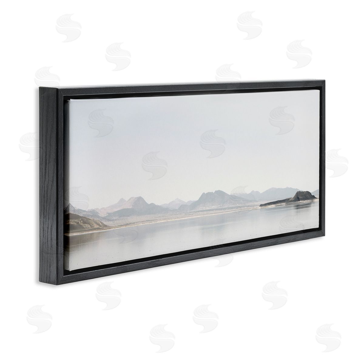Misty Morning Mountain Black Floating Frame Canvas Wall Art, Home Decor by Gemma Bardot