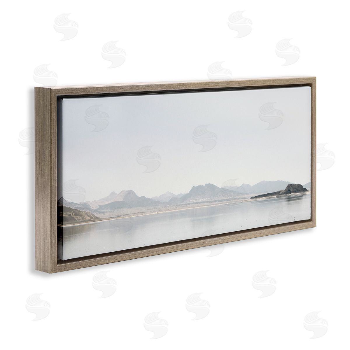 Misty Morning Mountain Brown Floating Frame Canvas Wall Art, Home Decor by Gemma Bardot