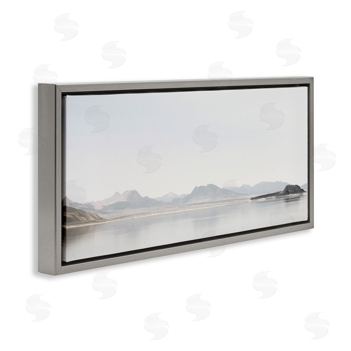 Misty Morning Mountain Grey Floating Frame Canvas Wall Art, Home Decor by Gemma Bardot