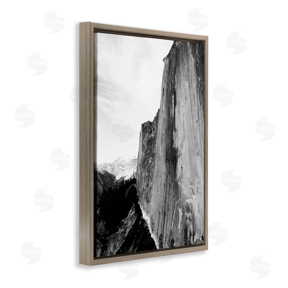 Tall Natural Cliff at Yosemite Brown Floating Frame Canvas Wall Art, Home Decor by Gemma Bardot