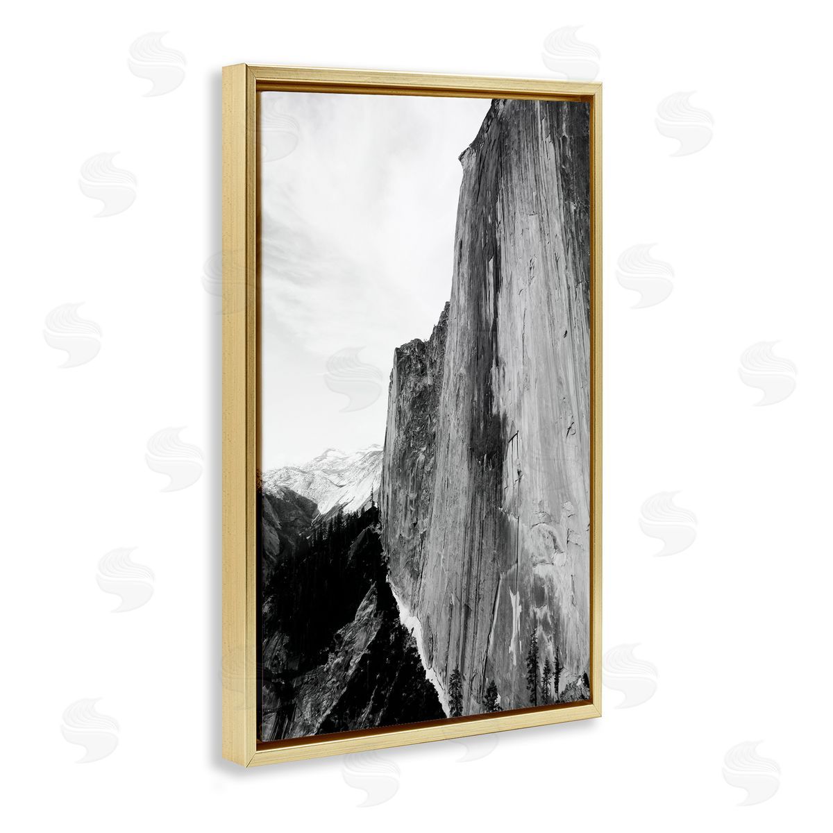 Tall Natural Cliff at Yosemite Gold Floating Frame Canvas Wall Art, Home Decor by Gemma Bardot