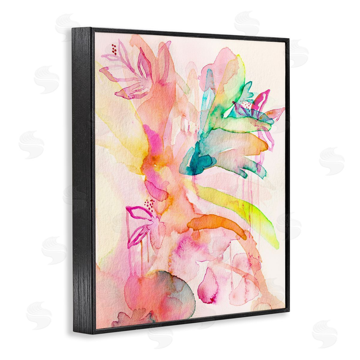 Watercolor Island Florals Black Frame Print Wall Art, Home Decor by Gemma Bardot