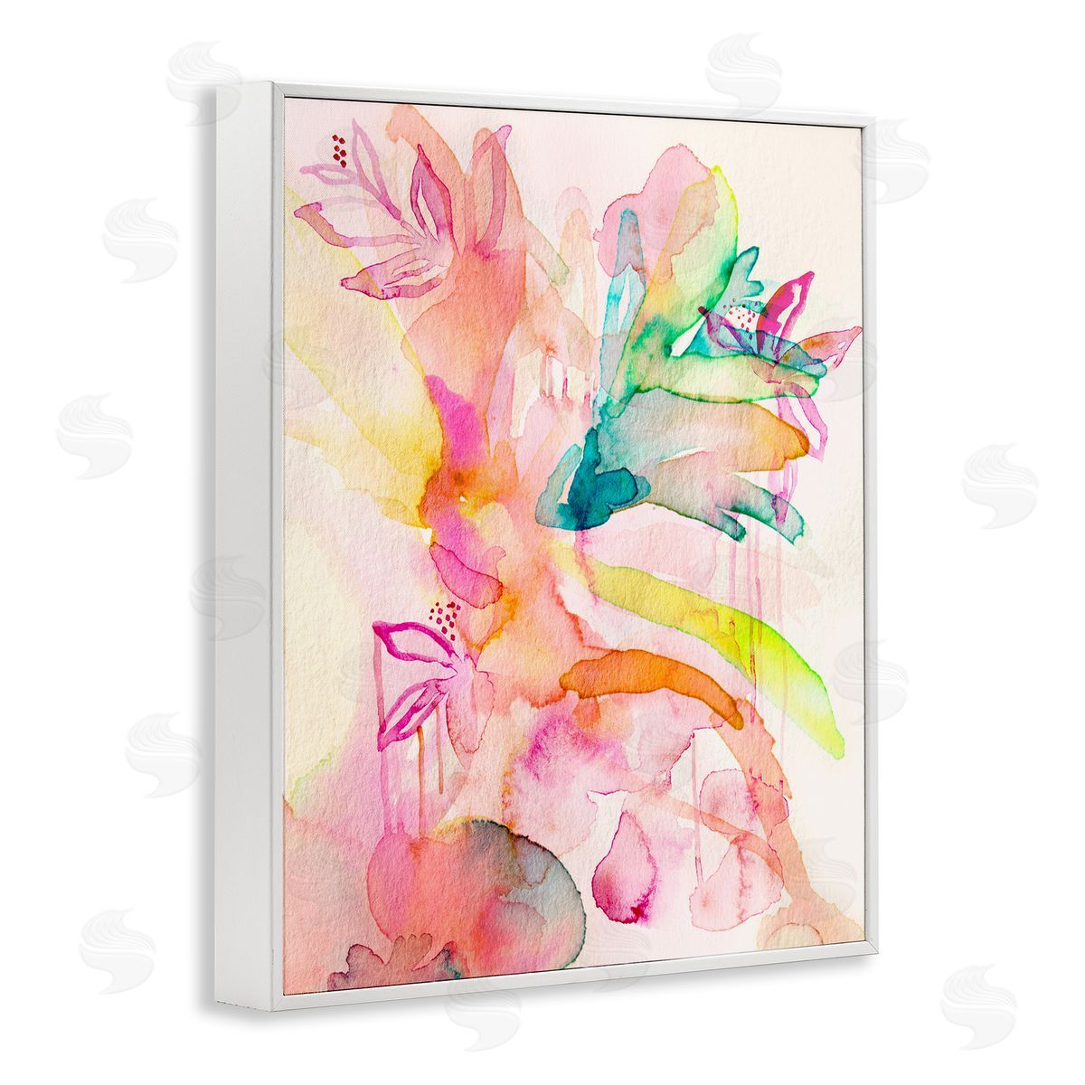 Watercolor Island Florals White Frame Print Wall Art, Home Decor by Gemma Bardot