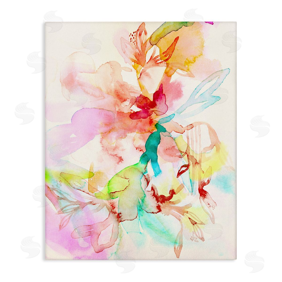 Abstract Watercolor Island Flowers Canvas Wall Art, Home Decor by Gemma Bardot