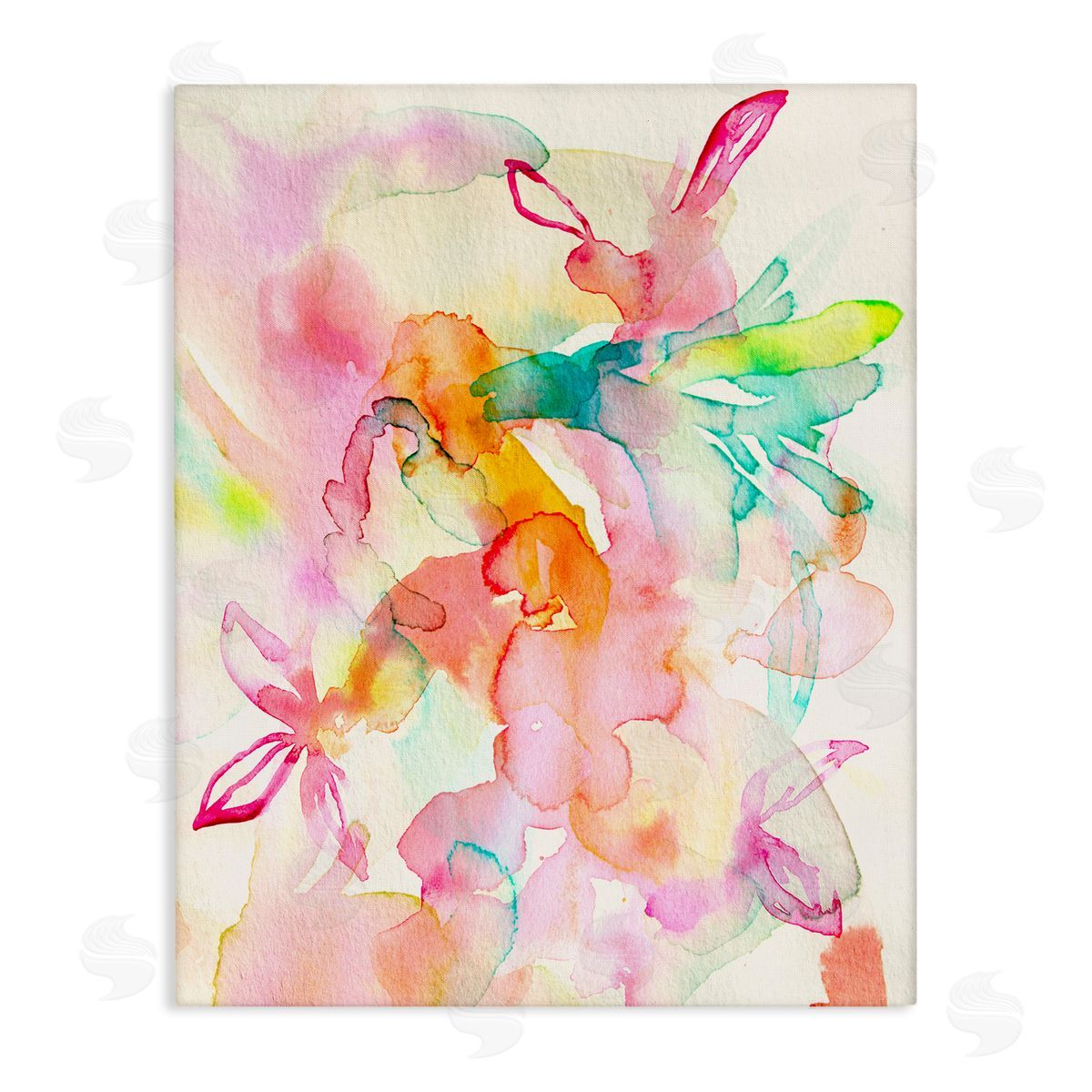 Abstract Watery Island Flowers Canvas Wall Art, Home Decor by Gemma Bardot